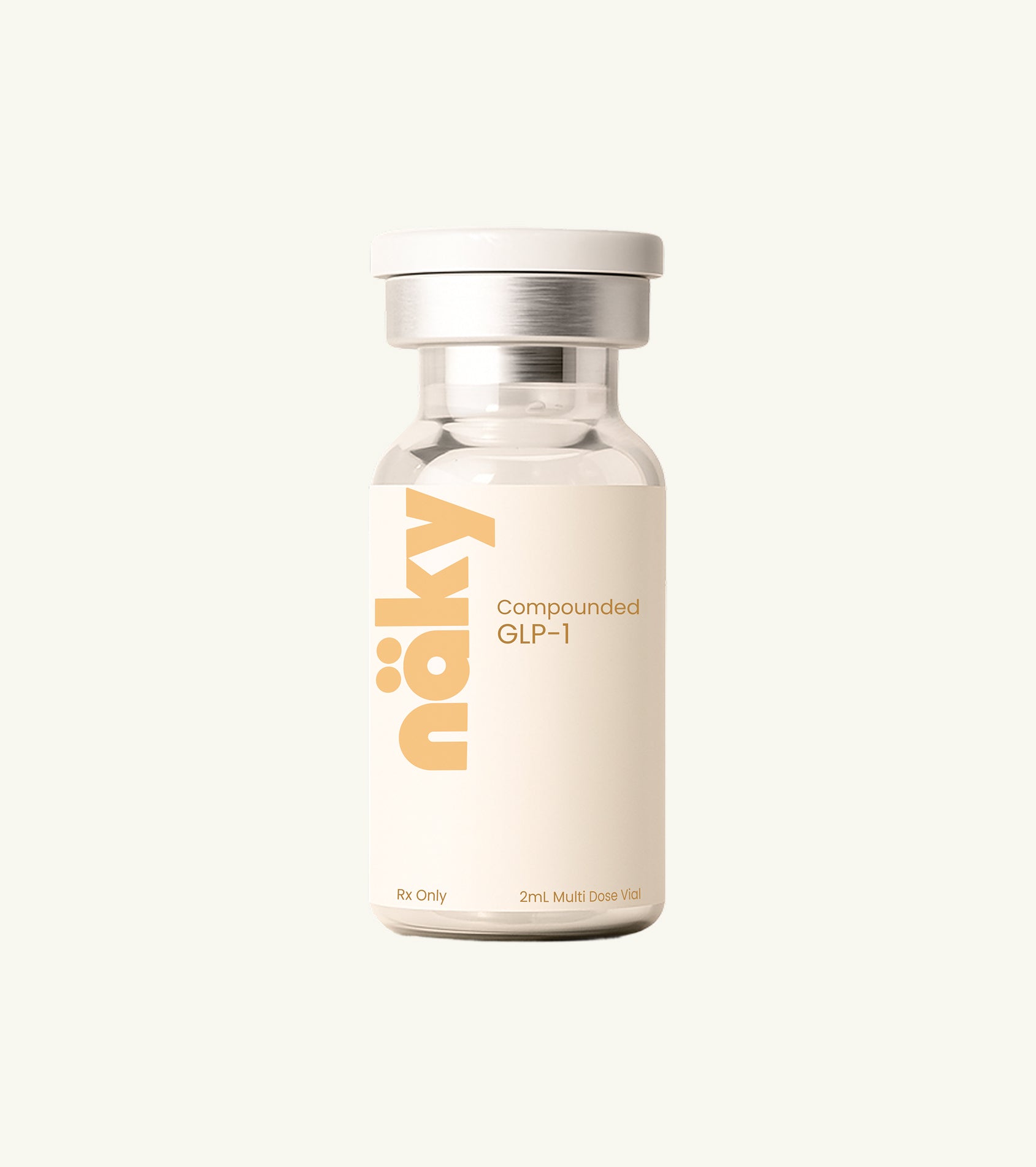 Näky compounded GLP-1 vial on a white background